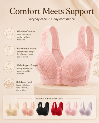 Women's Front Closure Push-Up Jacquard Bra - Comfort & Style