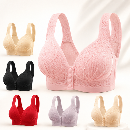 Women's Front Closure Push-Up Jacquard Bra - Comfort & Style