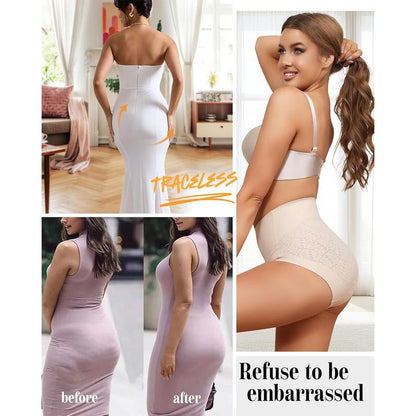 Seamless Full Coverage Brief No Show Underwear High Waist Panties