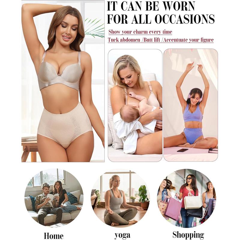 Seamless Full Coverage Brief No Show Underwear High Waist Panties