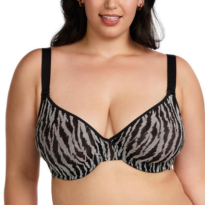 Zebra Wild Unlined Blue Underwire Mesh Bra Set