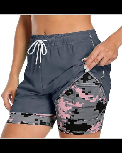 Womens Athletic Shorts with Built In Liner and Drawstring Waist