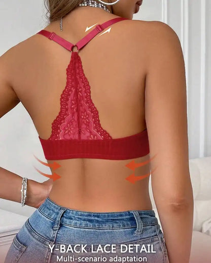 Women’s Lace Jelly Bralette – Front Closure, Wireless, Seamless & Padded