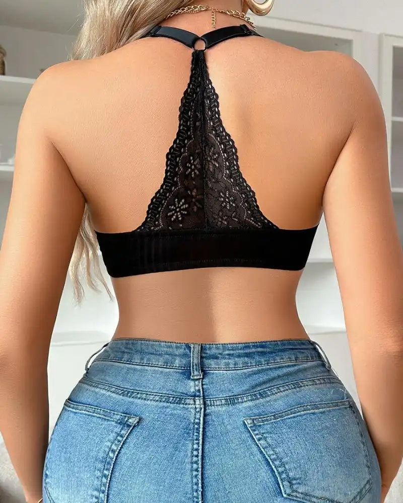 Women’s Lace Jelly Bralette – Front Closure, Wireless, Seamless & Padded