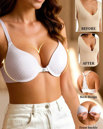 Women’s Lace Jelly Bralette – Front Closure, Wireless, Seamless & Padded