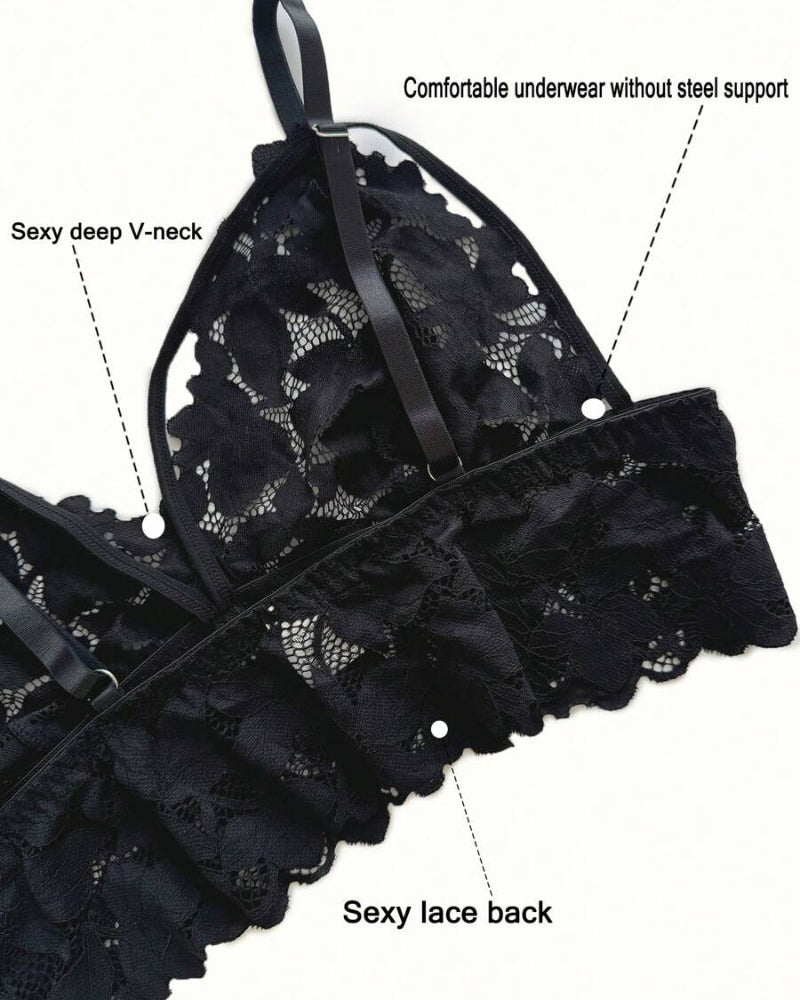 Plus Size Lace Lingerie Set  2-Piece Sexy Sleepwear