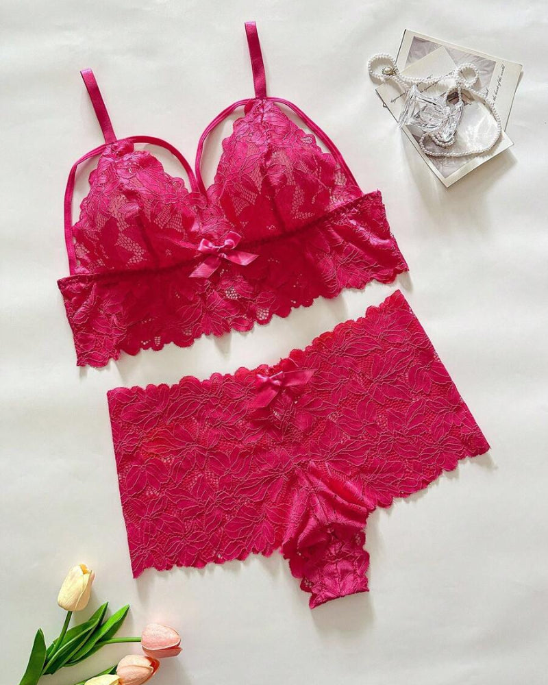 Plus Size Lace Lingerie Set  2-Piece Sexy Sleepwear