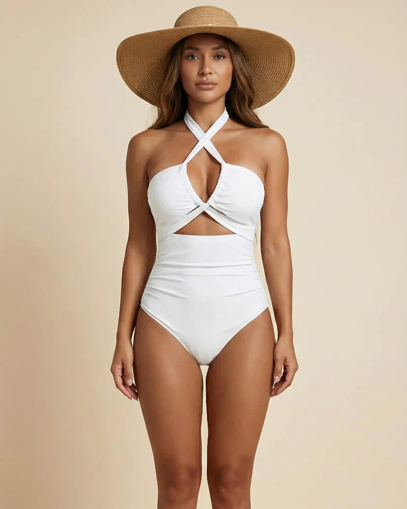 Women’s Cutout Monokini, Tummy Control Deep V Backless Swimwear