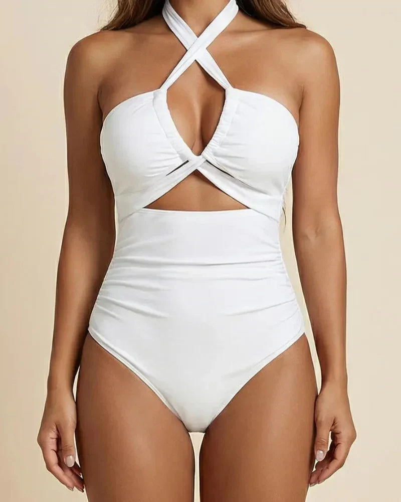 Women’s Cutout Monokini, Tummy Control Deep V Backless Swimwear