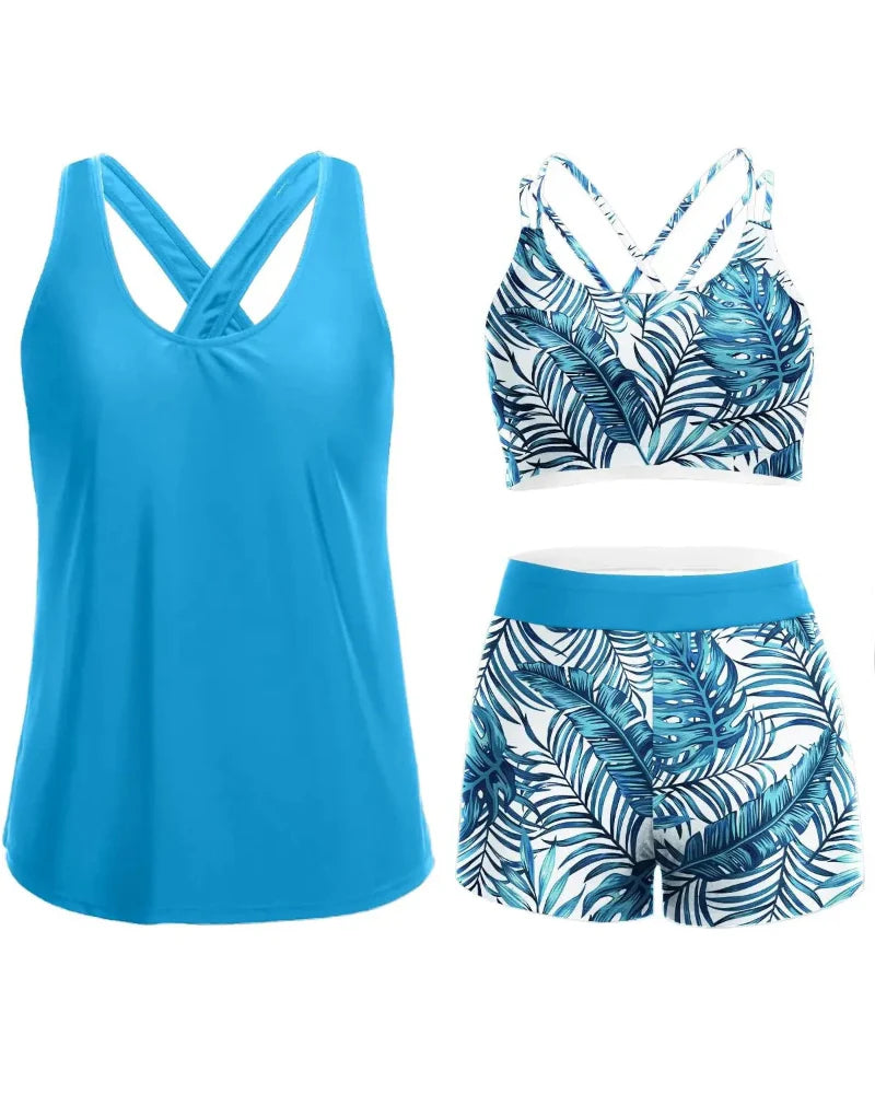 3-Piece Tummy Control Tankini Swimwear