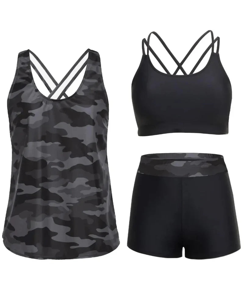 3-Piece Tummy Control Tankini Swimwear
