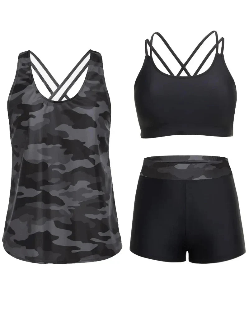 3-Piece Tummy Control Tankini Swimwear