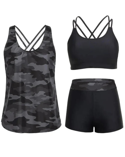 3-Piece Tummy Control Tankini Swimwear