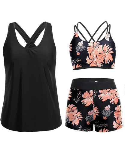 3-Piece Tummy Control Tankini Swimwear
