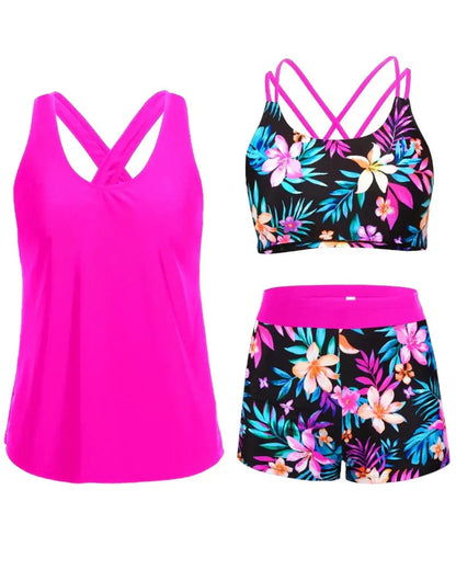 3-Piece Tummy Control Tankini Swimwear