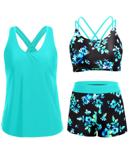 3-Piece Tummy Control Tankini Swimwear