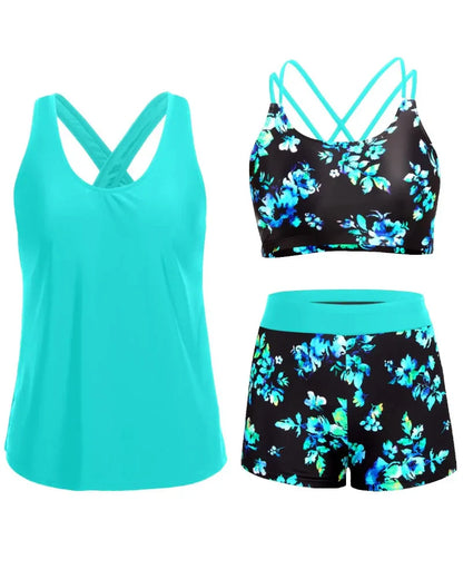 3-Piece Tummy Control Tankini Swimwear