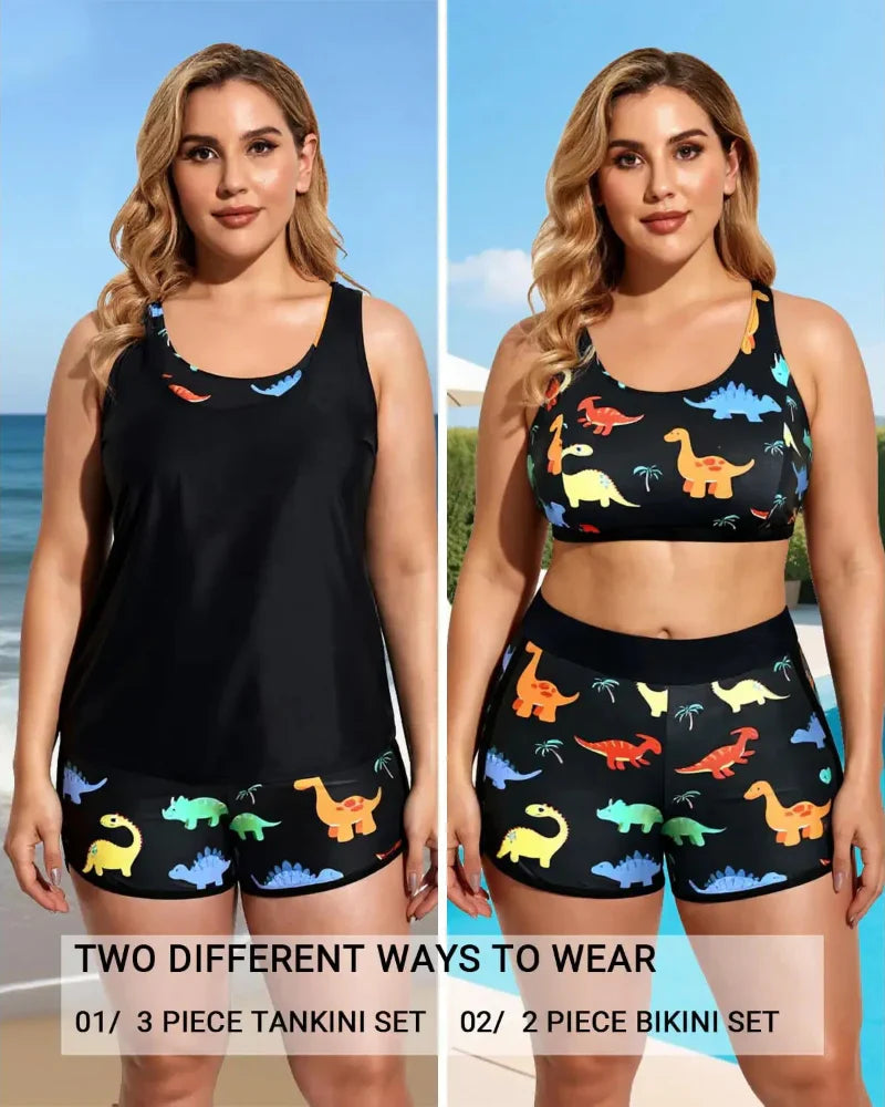 3-Piece Tummy Control Tankini Swimwear