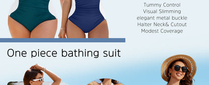 Full Coverage Retro Color Block Swimwear