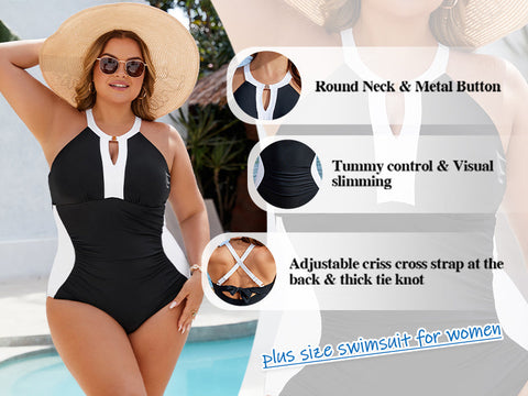 Full Coverage Retro Color Block Swimwear