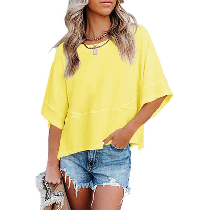 Women's Summer Casual Batwing Tee - Loose Fit & Breathable