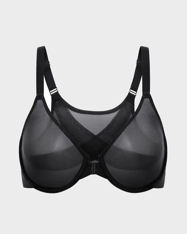 Front Closure Underwire Unlined Back Support Plunge Bra