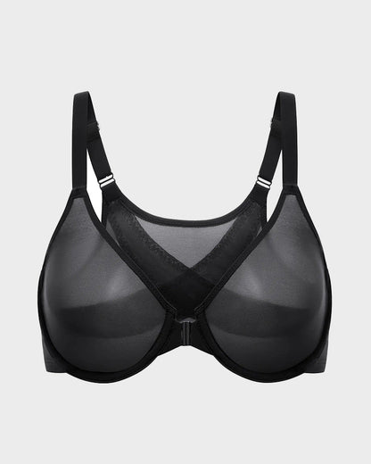 Front Closure Mesh Support Bra