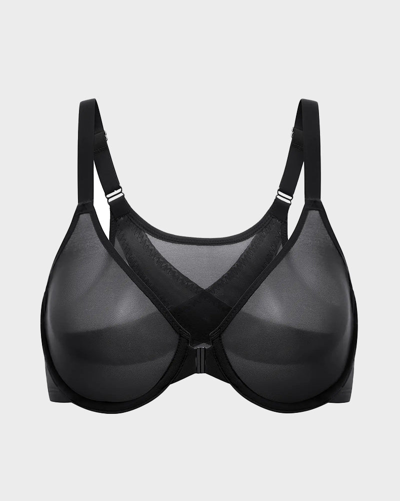 Front Closure Underwire Unlined Back Support Plunge Bra 2.0