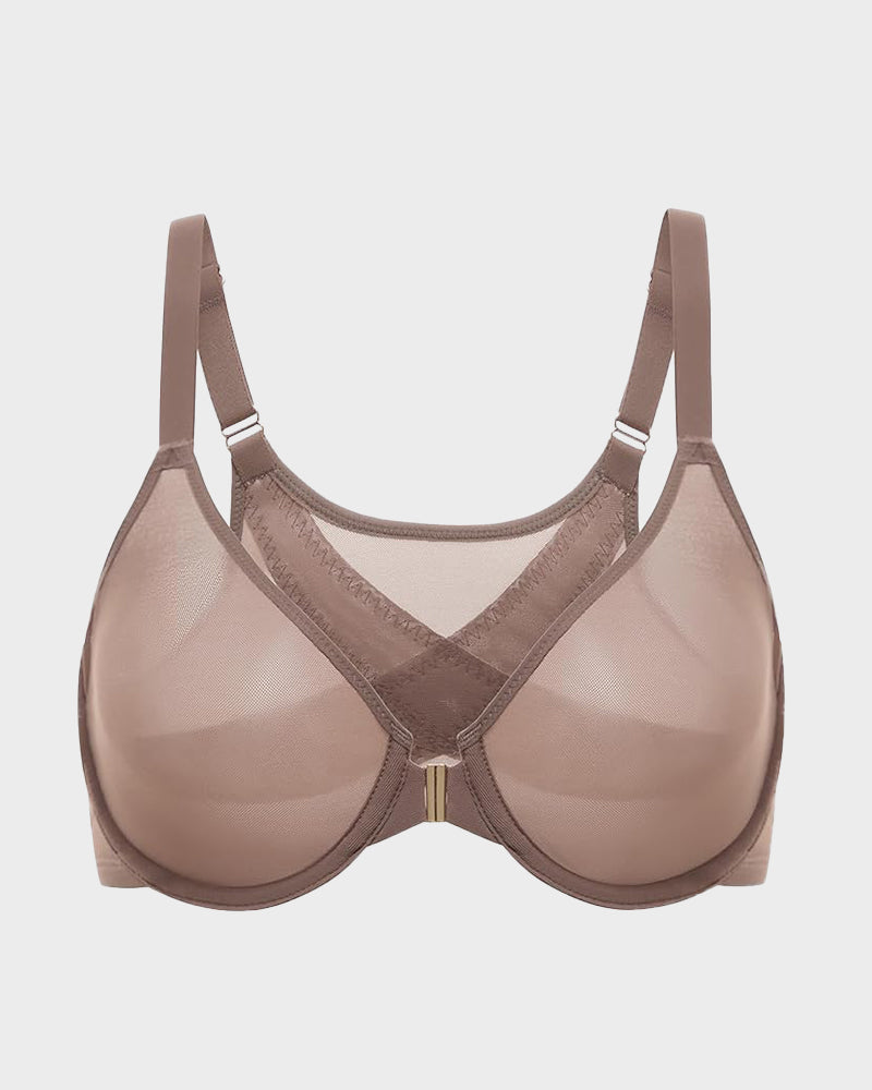 Front Closure Underwire Unlined Back Support Plunge Bra 2.0