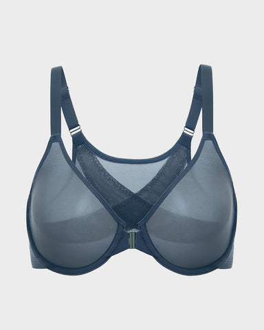 Front Closure Underwire Unlined Back Support Plunge Bra