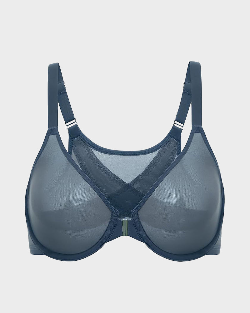 Front Closure Underwire Unlined Back Support Plunge Bra 2.0