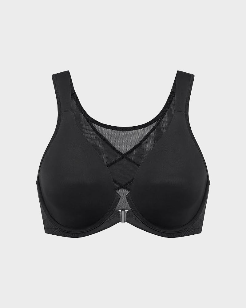 Front Closure Underwire Unlined Back Support Plunge Bra 2.0