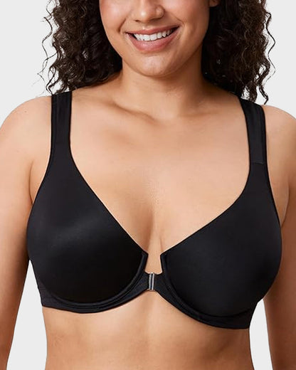 Front Closure Underwire Unlined Back Support Plunge Bra 2.0