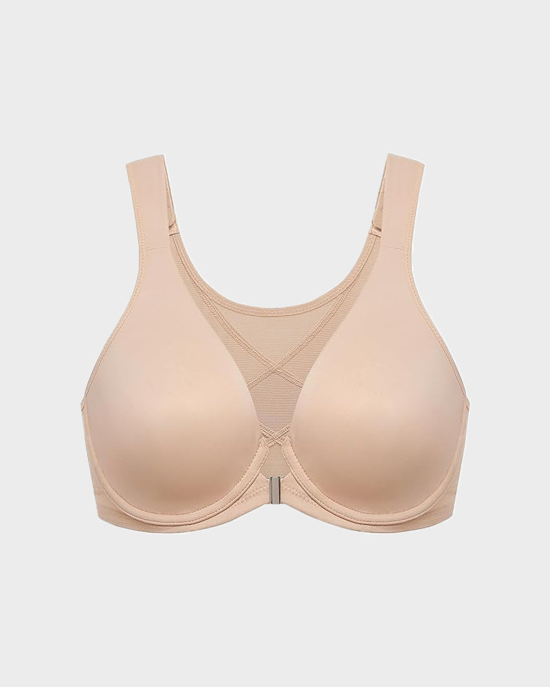 Front Closure Underwire Unlined Back Support Plunge Bra 2.0