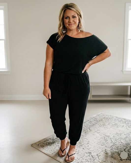 (S-3XL) Women's Plus Size Off Shoulder Stretchy Jumpsuit