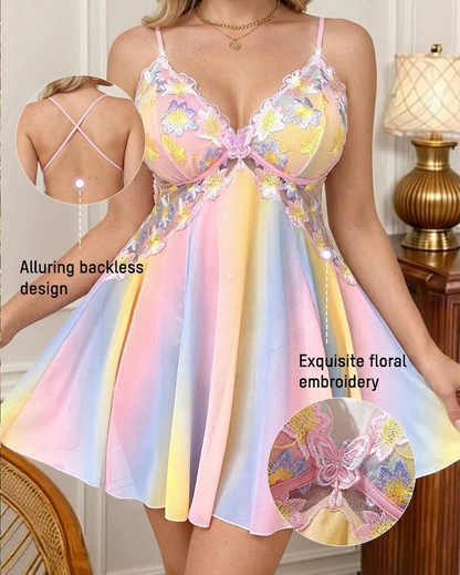 Rainbow Ombre Floral Lace Sleep Dress