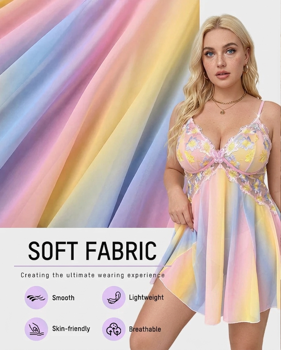 Rainbow Ombre Floral Lace Sleep Dress