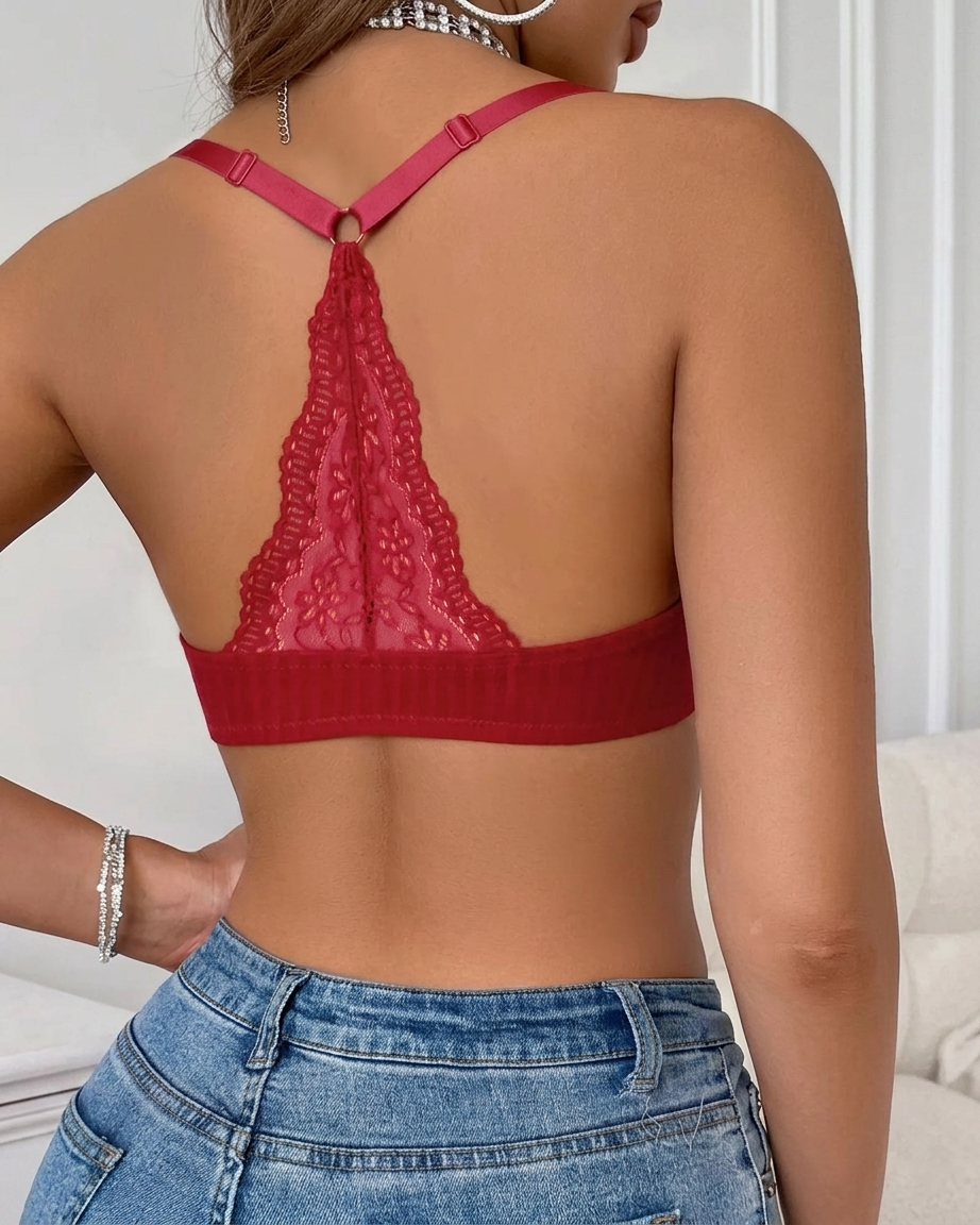 Women’s Lace Jelly Bralette – Front Closure, Wireless, Seamless & Padded