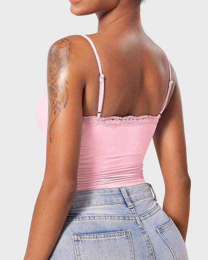 Padded Lace Cami Top Double Lined Sexy Tank Top