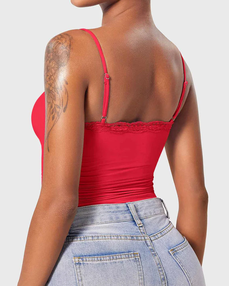 Padded Lace Cami Top Double Lined Sexy Tank Top