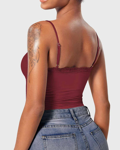 Padded Lace Cami Top Double Lined Sexy Tank Top