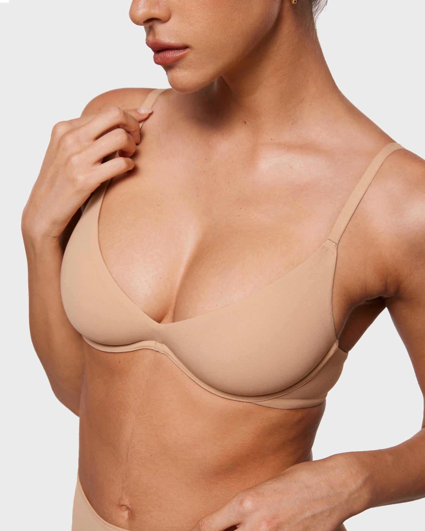 Women's Inbarely Plus Plunge Bra - Unlined Underwire Sexy Demi Balconette Bras