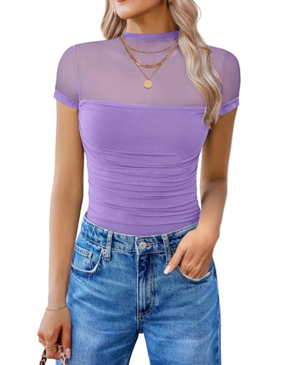 Women's Mesh Short Sleeve Bodysuit