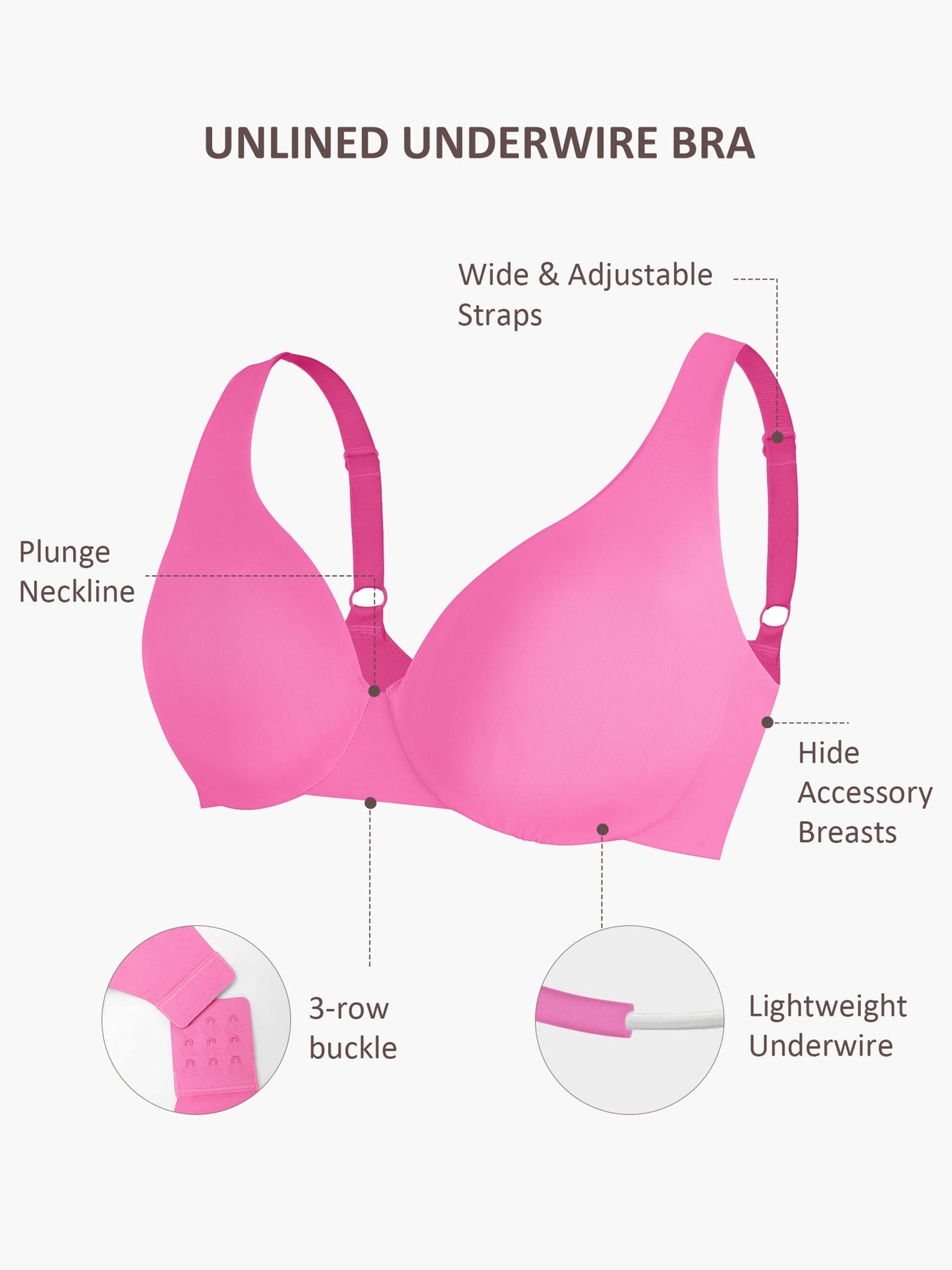 Underwire Adjustable Deep V-neck Bra