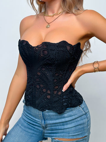 Women's Lace Up Shapewear Tube Top Tummy Control Shapewear for Women