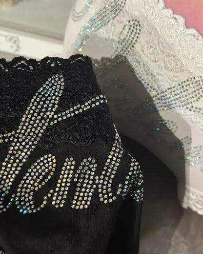 Rhinestone Lace High Waist Seamless Women's Panties