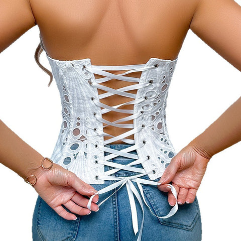 Women's Lace Up Shapewear Tube Top Tummy Control Shapewear for Women