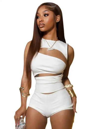 Stretchy Ribbed Micro Mini Short Set