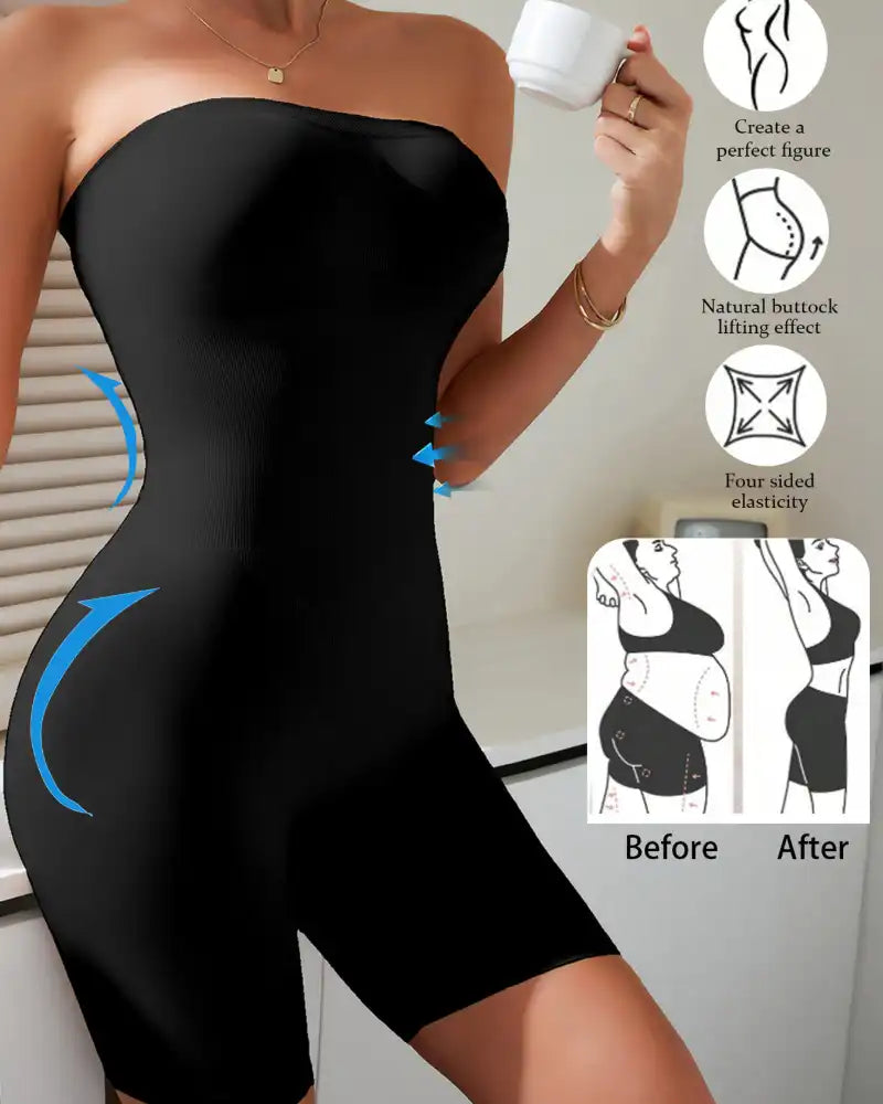 '+$5 BOGO FREE!🔥Strapless Tummy Control Shapewear Bodysuit - Mid-Thigh Coverage