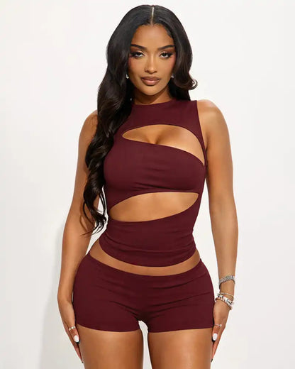 Stretchy Ribbed Micro Mini Short Set